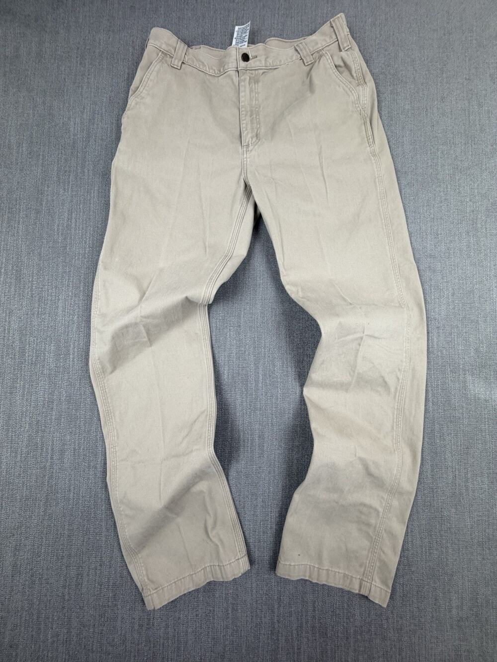 Carhartt Mens 36x36 Relaxed Fit Khaki Work Pants Carpenter Utility Tan Cotton